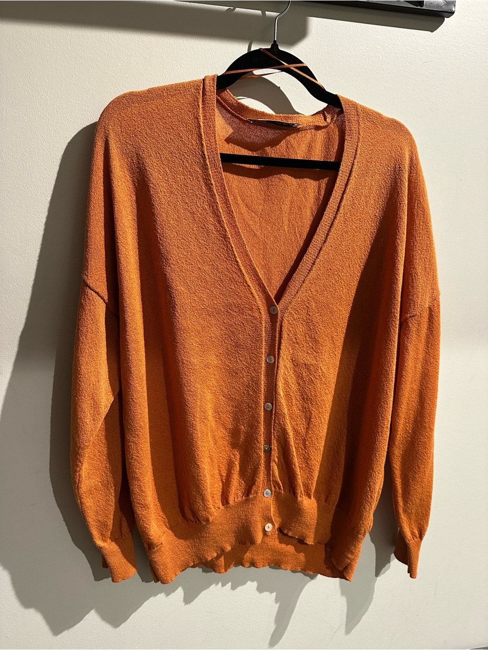 Zara Orange V-Neck Button Cardigan